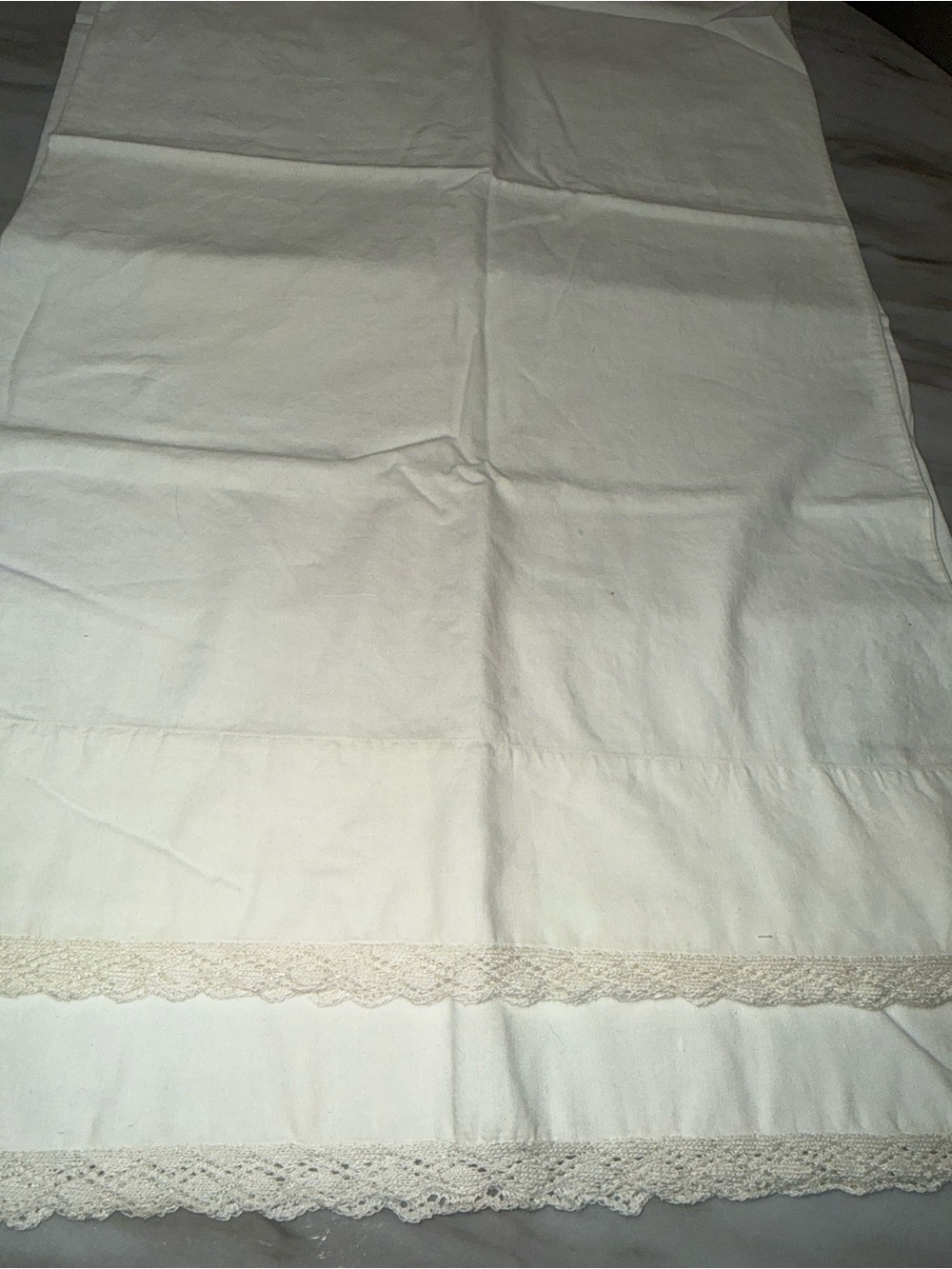 Pillow cases extra long vintage lace set of 2